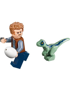 LEGO Mundo Jurásico Dominio - Minifigura Owen Grady y Raptor 2