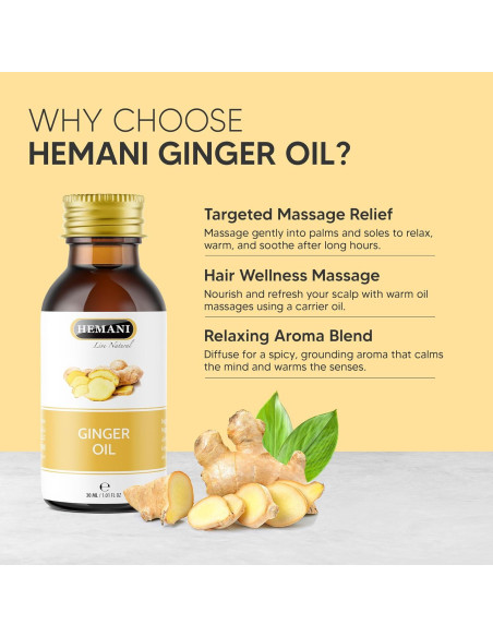 Aceite de Jengibre Hemani 30ml - Puro y Natural, Aromaterapia