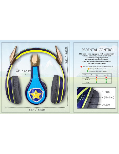 Auriculares Paw Patrol Chase eKids con Volumen Limitado