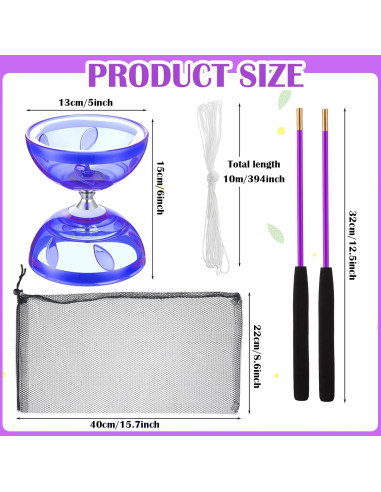 Juego de Diabolo Chino Simgoing con 2 Palos y Cuerda