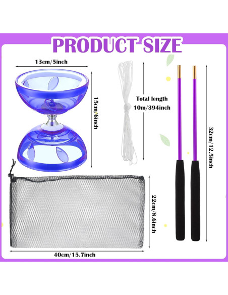 Juego de Diabolo Chino Simgoing con 2 Palos y Cuerda