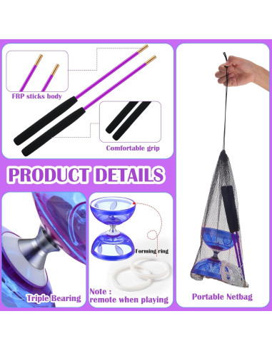 Juego de Diabolo Chino Simgoing con 2 Palos y Cuerda