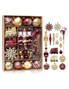 50 Adornos de Navidad FairyLee Rojo Dorado a Prueba de Rotos