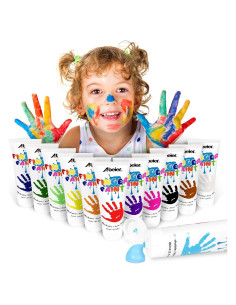 Pintura de Dedos ABEIER 12 Colores Lavables 60ml