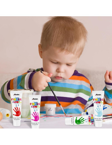 Pintura de Dedos ABEIER 12 Colores Lavable No Tóxica