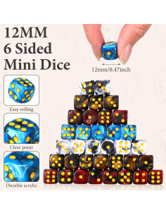 144 Dados de 12mm Foilswirl en 4 Colores con Caja 2