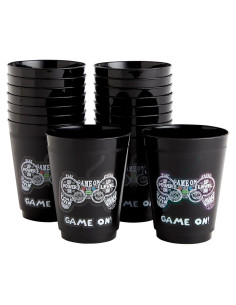 Tazas de Plástico BLACK 16 Pack Videojuegos Cumpleaños