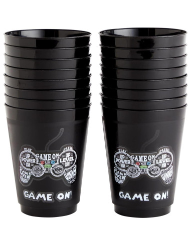 Tazas de Plástico BLACK 16 Pack Videojuegos Cumpleaños