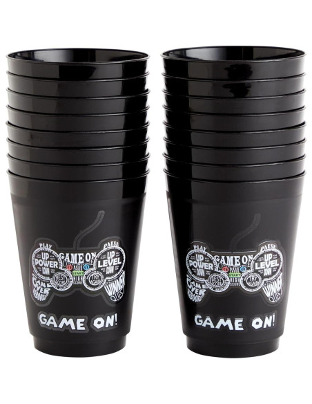 Tazas de Plástico BLACK 16 Pack Videojuegos Cumpleaños