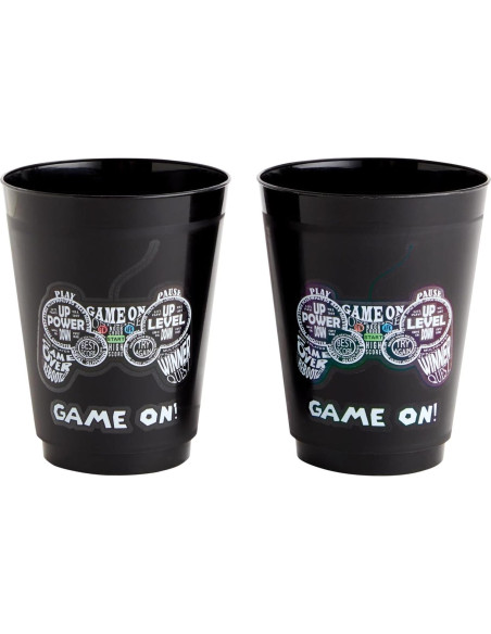 Tazas de Plástico BLACK 16 Pack Videojuegos Cumpleaños