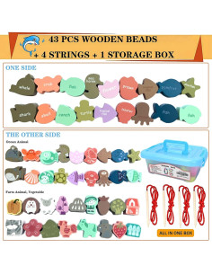 Cuentas de Enhebrar de Madera Intsinzi 47 Piezas Educativas 2