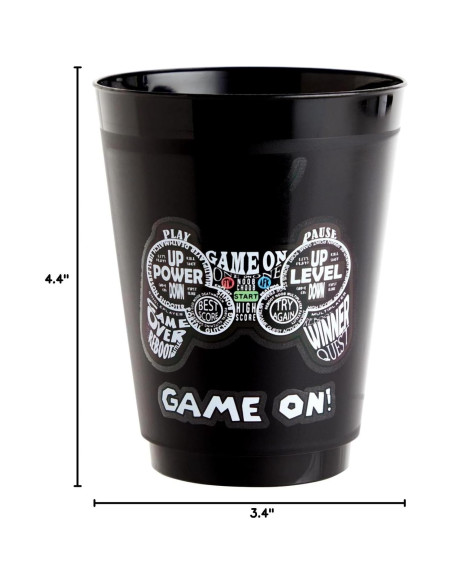 Tazas de Plástico BLACK 16 Pack Videojuegos Cumpleaños