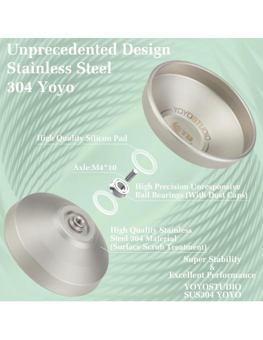 Yoyo Profesional YOYOSTUDIO Acero Inoxidable 304 Gris