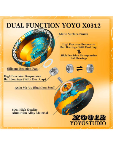 Yoyo Profesional YOYOSTUDIO X0312 con Kit y Cuerdas