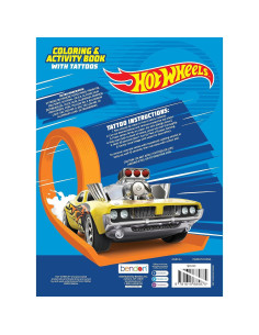 Libro de Colorear Hot Wheels Bendon 48 Páginas con Tatuajes 2
