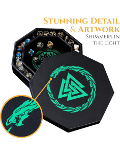 Bandeja de Dados Soar Forge Octagonal 20 cm Dragón Verde 2