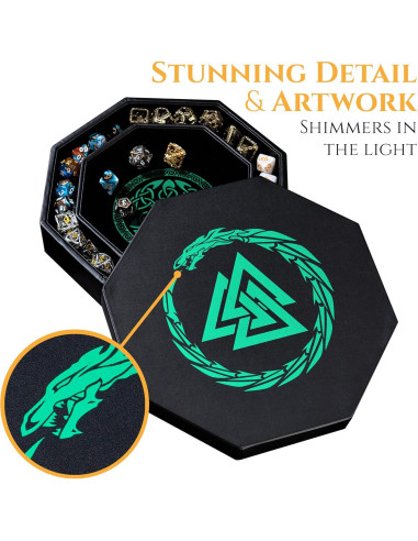 Bandeja de Dados Soar Forge Octagonal 20 cm Dragón Verde