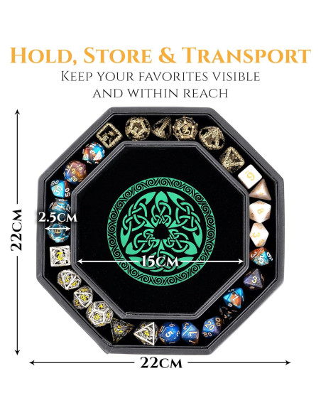 Bandeja de Dados Soar Forge Octagonal 20 cm Dragón Verde