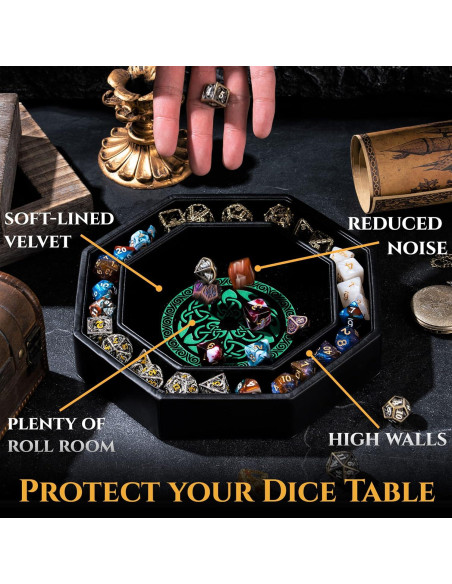 Bandeja de Dados Soar Forge Octagonal 20 cm Dragón Verde