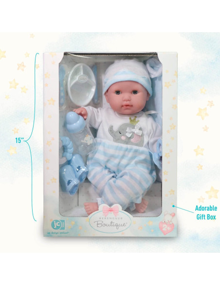 Muñeca de bebé JC Toys 38 cm con accesorios y ojos que cierran Muñeca de bebé JC Toys 38 cm con accesorios y ojos que cierran