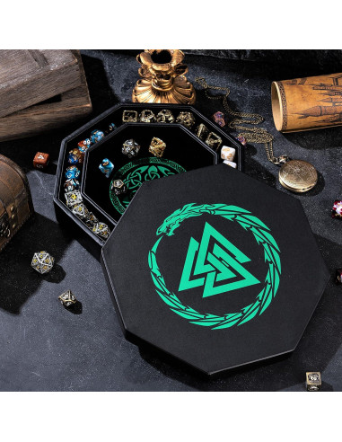 Bandeja de Dados Soar Forge Octagonal 20 cm Dragón Verde