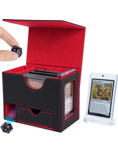 Caja de Almacenamiento AFIING para Cartas 120+ Negra Roja 2