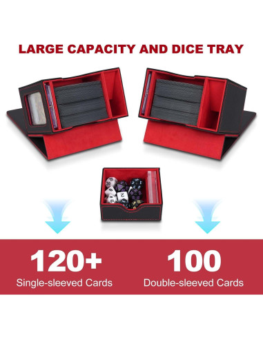 Caja de Almacenamiento AFIING para Cartas 120+ Negra Roja