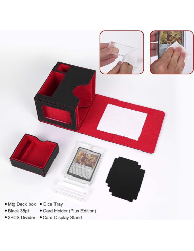 Caja de Almacenamiento AFIING para Cartas 120+ Negra Roja
