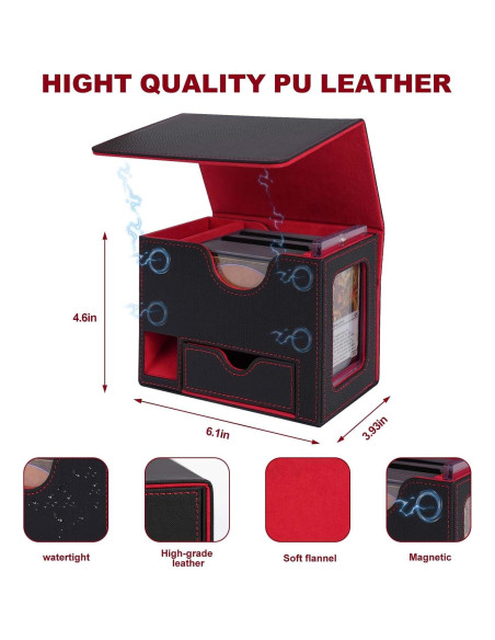 Caja de Almacenamiento AFIING para Cartas 120+ Negra Roja