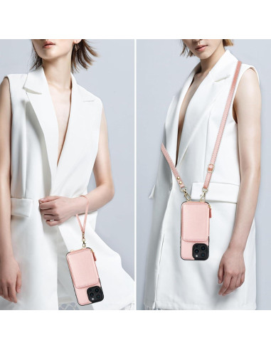 Bocasal Cartera RFID para iPhone 16 Pro Max 6.9" Dorado Rosa