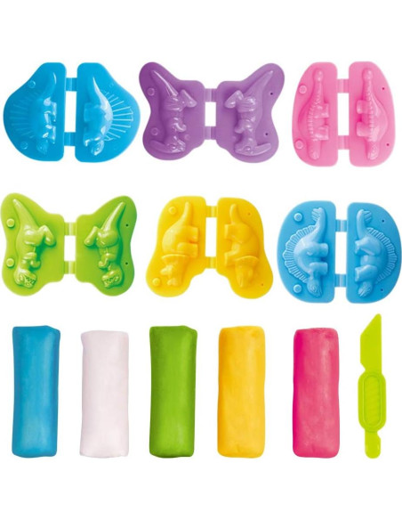 VConejo Juguetes de Masa Colorida Set Dinosaurios 204g VConejo Juguetes de Masa Colorida Set Dinosaurios 204g