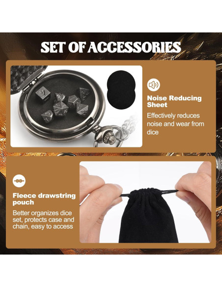 Juego de Dados D&D Banloga 7PCS Metal con Estuche Dragón