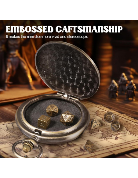 Juego de Dados D&D Banloga 7PCS Metal con Estuche