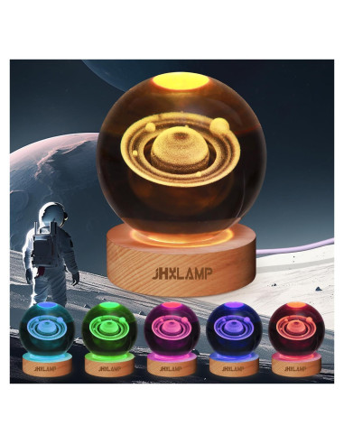 Lámpara de Noche 3D Saturno JHXLAMP 8 cm 7 Colores