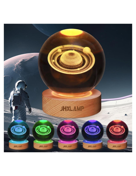 Lámpara de Noche 3D Saturno JHXLAMP 8 cm 7 Colores