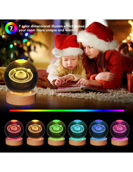 Lámpara de Noche 3D Saturno JHXLAMP 8 cm 7 Colores