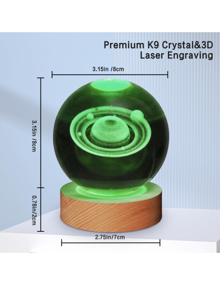 Lámpara de Noche 3D Saturno JHXLAMP 8 cm 7 Colores