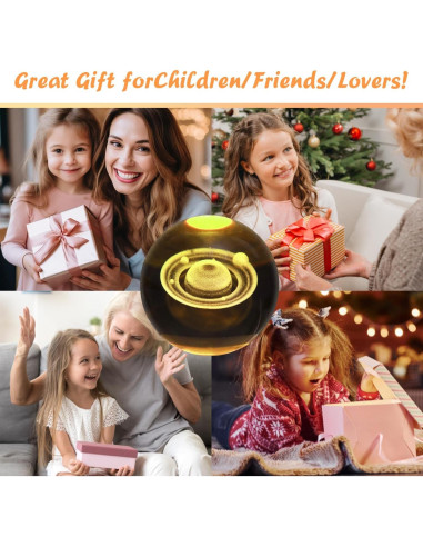 Lámpara de Noche 3D Saturno JHXLAMP 8 cm 7 Colores