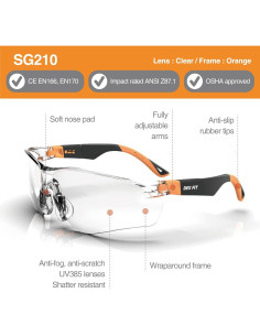 Gafas de Seguridad DEX FIT SG210 Antivaho UV385 Ajustables 2