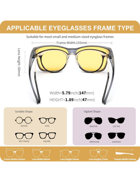 Gafas de Conducción FEISEDY Polarizadas Nocturnas 60mm