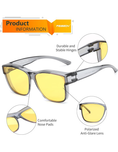 Gafas de Conducción FEISEDY Polarizadas Nocturnas 60mm