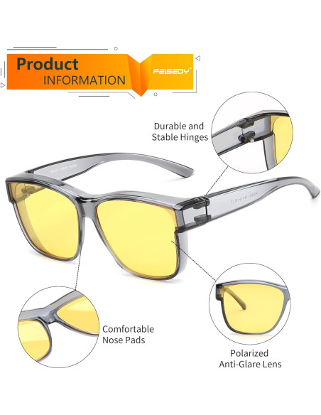 Gafas de Conducción FEISEDY Polarizadas Nocturnas 60mm