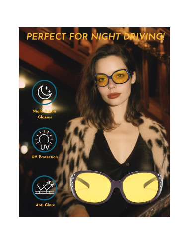 Gafas de Visión Nocturna SODQW Amarillas Polarizadas Mujer