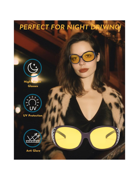 Gafas de Visión Nocturna SODQW Amarillas Polarizadas Mujer