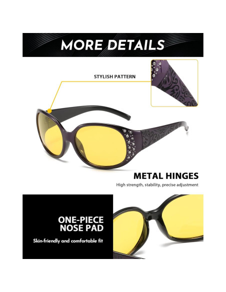 Gafas de Visión Nocturna SODQW Amarillas Polarizadas Mujer