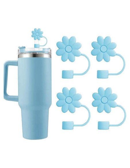 Cubiertas de Pajitas SEMATA Flor Azul para Copas 30/40 Oz