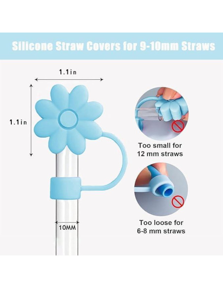 Cubiertas de Pajitas SEMATA Flor Azul para Copas 30/40 Oz