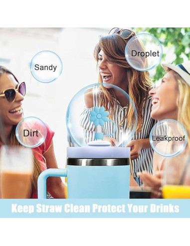 Cubiertas de Pajitas SEMATA Flor Azul para Copas 30/40 Oz