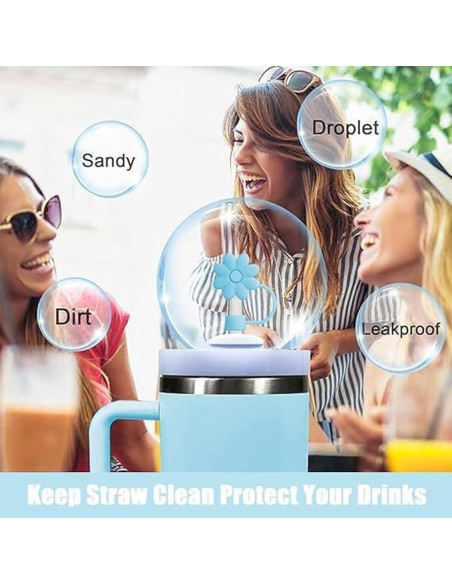 Cubiertas de Pajitas SEMATA Flor Azul para Copas 30/40 Oz