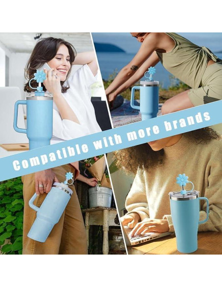 Cubiertas de Pajitas SEMATA Flor Azul para Copas 30/40 Oz